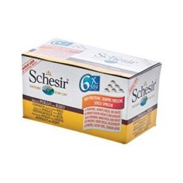 Schesir Multipack Chicken with Rice Wet Cat Food, 50g, Pack of 6