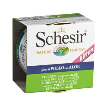 Schesir Chicken Fillets with Aloe Jelly Canned Kitten Food, 85g