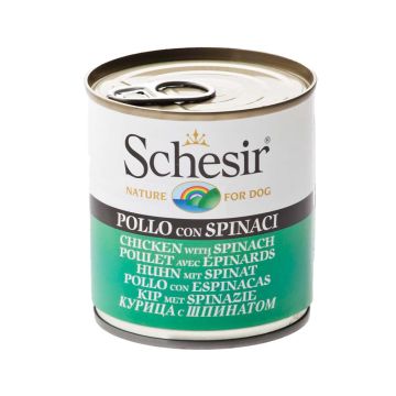 Schesir Chicken with Spinach Canned Dog Food - 285 g