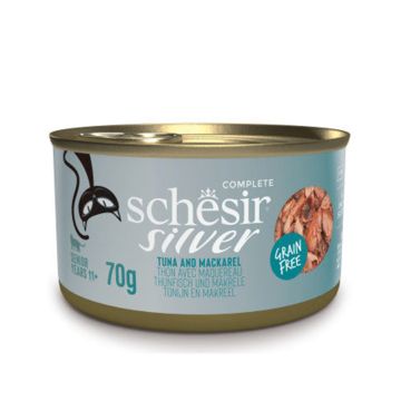 Schesir Silver Senior Tuna And Mackerel in Broth Canned Cat Food - 70 g