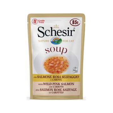 Schesir With Wild Pink Salmon and Carrots Soup Cat Food - 85g - Pack of 12