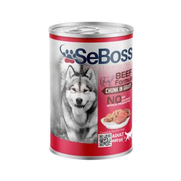 SeBoss Premium Beef Chunk in Gravy Adult Canned Dog Food - 400 g