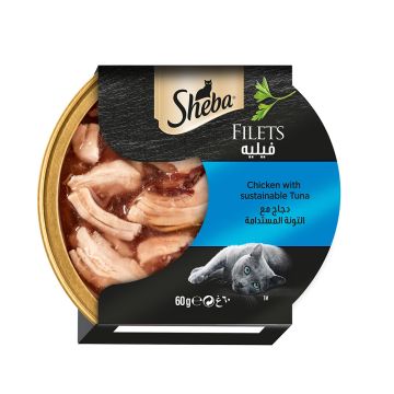 Sheba Filets with Chicken and Sustainable Tuna Cat Food - 60 g - Pack of 16