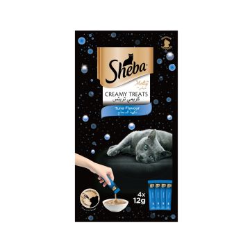 Sheba Creamy Treat Cat Food Tuna, 4 x 12g