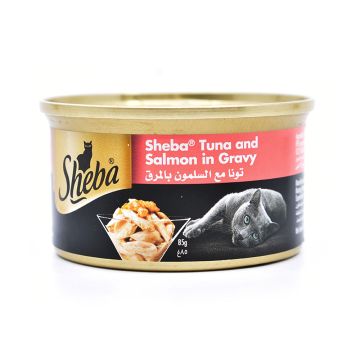 طعام معلب بشرائح التونا والسلمون للقطط من شيبا ، 85 جرام، 12 قطعة