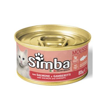طعام معلب موس مع السلمون والروبيان للقطط من سيمبا - 85 جرام