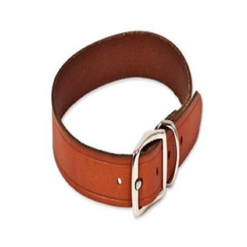 Sleeky Brown Leather Belt Dog Collar, 20 Inches
