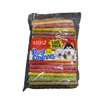 Sleeky Natural Rawhide Colored Sticks Dog Treats, 45 pcs