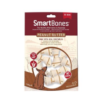 SmartBones Peanut Butter Mini Bone Dog Treat, 128g, 8 Pcs