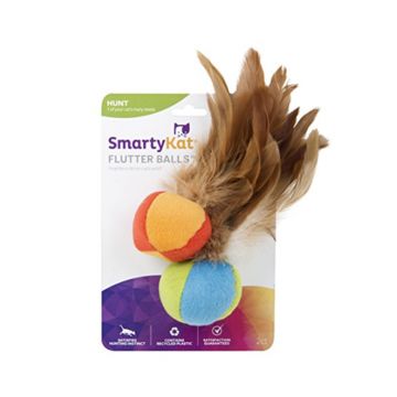 SmartyKat Flutter Ball Cat Toy With Feather, 2 Pcs