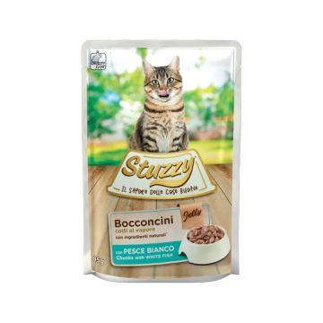 Stuzzy Chunks with White Fish in Jelly Cat Food Pouch - 85 g