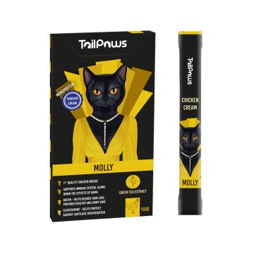 TailPaws Molly Chicken with Green Tea Extract Cat Treat - 5 x 15 g