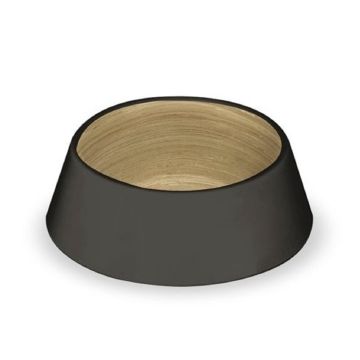 Tarhong Black & Bamboo Pet Bowl Medium, 7.8" x 7.8" x 2.5"