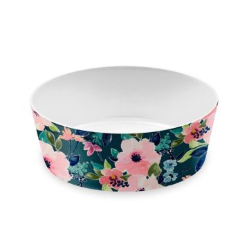 Tarhong Floral Pet Bowl, Large, 7" x 7" x 2.5"