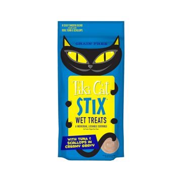 Tiki Pets Stix with Tuna and Scallops in Creamy Gravy Cat Treats - 85 g