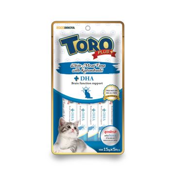مكافأة لحم التونة الأبيض والكاتسوؤبوشي للقطط من تورو بلس+ - 5 × 15 جرام