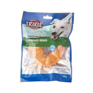 Trixie Denta Fun Chewing Ring Chicken Dog Treat - 110g