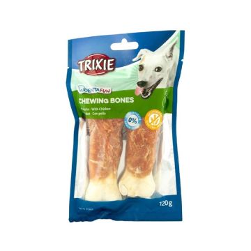 Trixie Denta Fun Chicken Chewing Bones Dog Treats - 120g