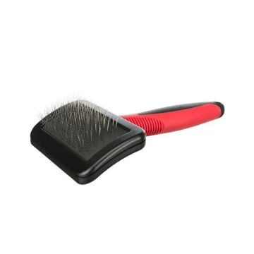 Trixie Plastic-Metal Bristles Soft Brush for Dogs and Cats - Red