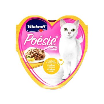 Vitakraft Poesie - Turkey in Cheese Sauce Wet Cat Food, 85g, Pack of 15