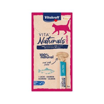 Vitakraft Vita Naturals Liquid Salmon Cat Treats - 5 x 15 g