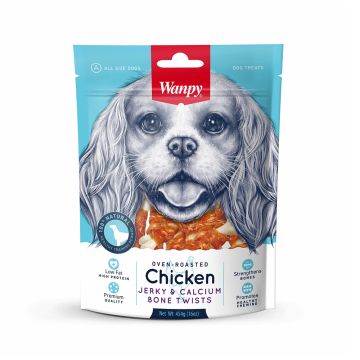 Wanpy Chicken Jerky and Calcium Bone Twists Dog Treat - 100 g