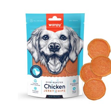 Wanpy Chicken Jerky Chips Dog Treats - 100 g
