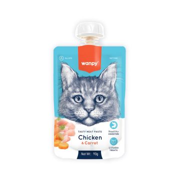 Wanpy Tasty Meat Paste Chicken with Carrot Lickable Cat Treat - 90 g