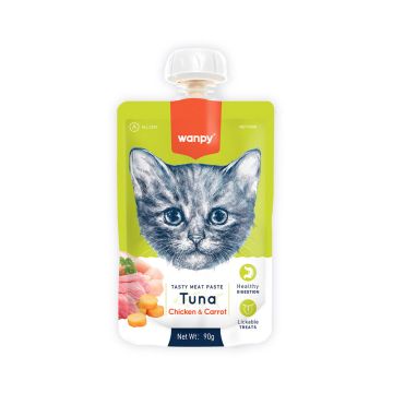 Wanpy Tasty Meat Paste Tuna, Chicken with Carrot Lickable Cat Treat - 90 g