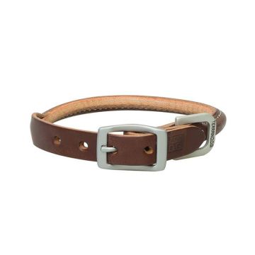 Weaver Pet Bridle Leather Rolled Dog Collar - Brown - 3/4W x 17L inch