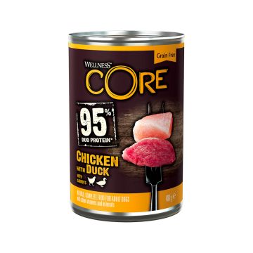Wellness Core 95% Chicken with Duck Wet Dog Food - 400g Pack of 6