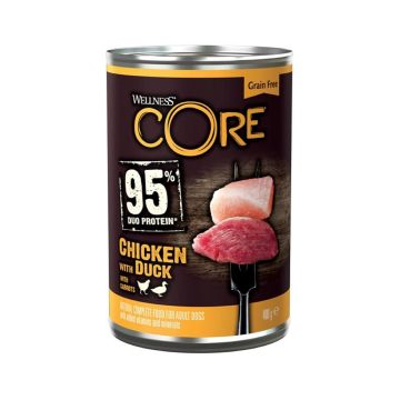Wellness Core 95% Chicken with Duck Wet Dog Food - 400g Pack of 6