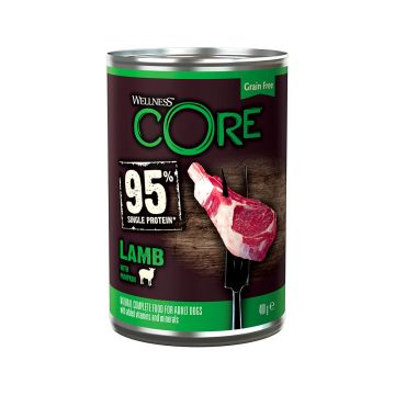 Wellness CORE Grain Free Lamb with Pumpkin Recipe Wet Dog Food - 400 g Pack of 6