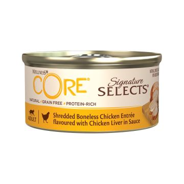 wellness-core-signature-selects-shredded-boneless-chicken-entree-flavoured-with-chicken-liver-in-sauce-for-cat-79g