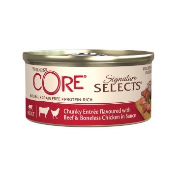 Wellness Core Signature Selects Shred Chunky Beef & Chicken in Sauce Cat Wet Food - 79g - Pack of 12