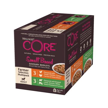 Wellness Core Small Breed Savoury Medleys Farmer Selection Multipack Wet Dog Food - 6 x 85g
