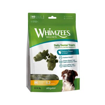 Whimzees Alligator All Natural Daily Dental Chew for Medium Dogs - 12 Counts