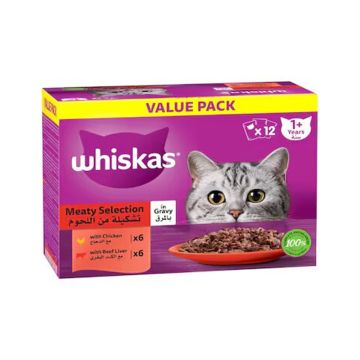 Whiskas Meaty Selection in Gravy Cat Wet Food - 80 g - Pack of 12