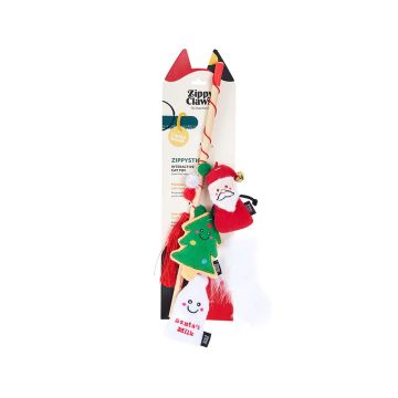 ZippyPaws Holiday ZippyStick Santa Interactive Cat Toy