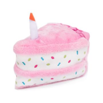 ZippyPaws Birthday Cake Pink Plush Dog Toy