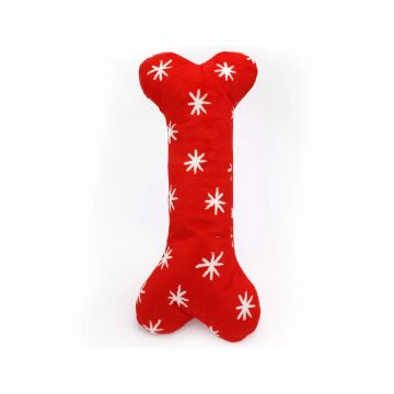 ZippyPaws Holiday Jigglerz Festive Bone Dog Plush Toy