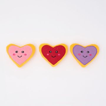 ZippyPaws Valentines Miniz 3-Pack Heart Cookies Plush Dog Toys