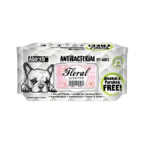 Absolute Pet Absorb Plus Antibacterial Floral Pet Wipes - 80 sheets