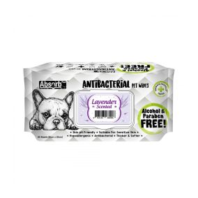 Absolute Pet Absorb Plus Antibacterial Lavender Pet Wipes - 80 sheets