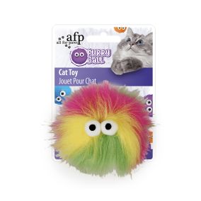 All For Paws Fluffy Ball Cat Toy - Yellow