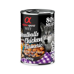 Alpha Spirit Meatballs Chicken and Turmeric Canned Dog Food - 400 g