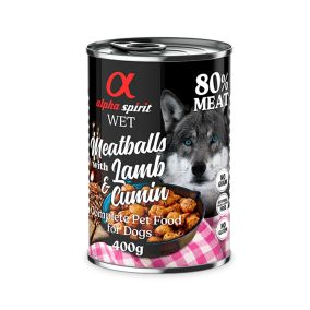 Alpha Spirit Meatballs Lamb and Cumin Canned Dog Food - 400 g