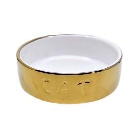 Beeztees Ceramic Cat Bowl, Gold