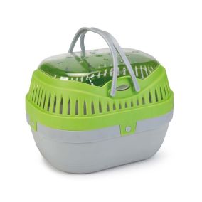 Beeztees Travica Plastic Transport Box, Green and Grey - 27 x 30 cm