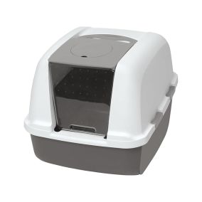 Catit Airsift Jumbo Hooded Cat Litter Box  - Warm Gray/White